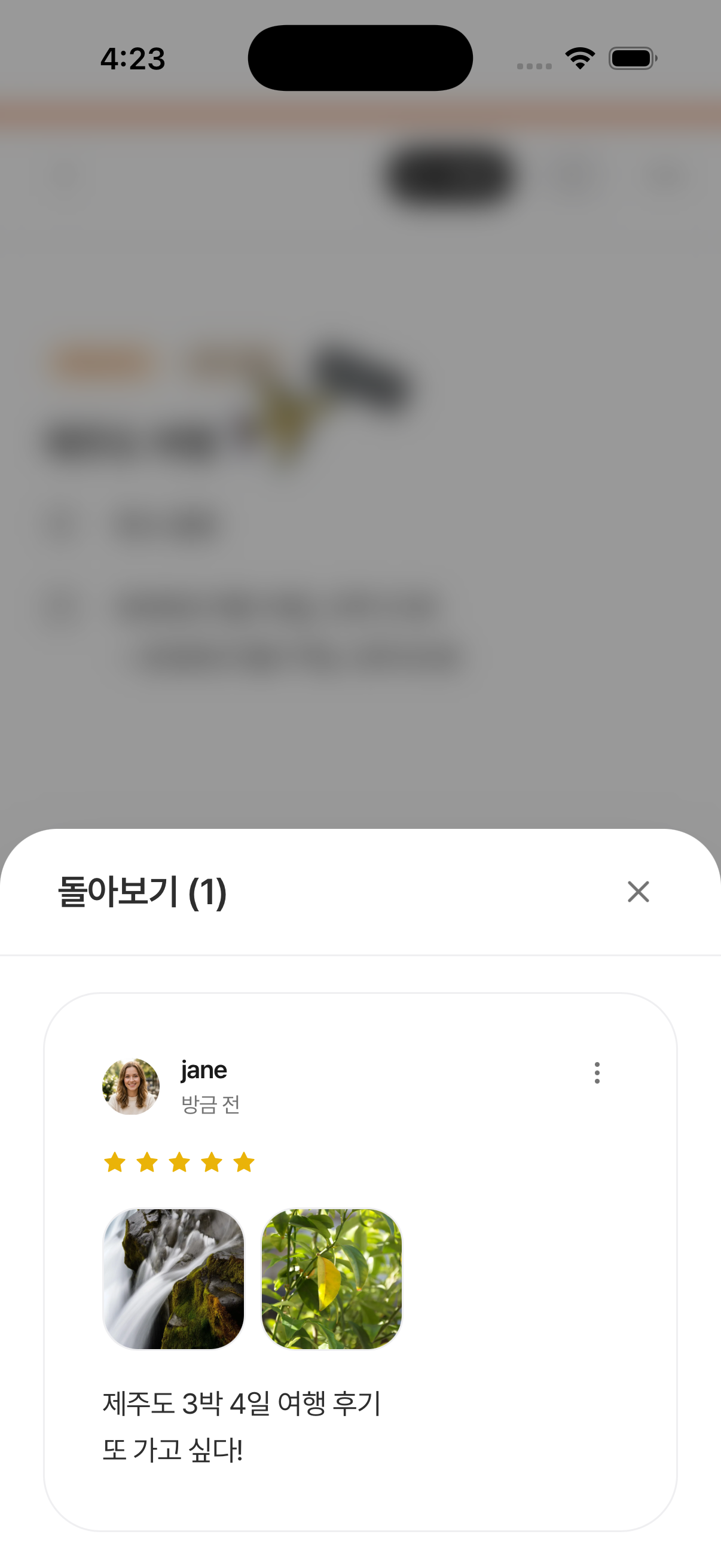 돌아보기 — 별점·사진·메모로 남긴 회고